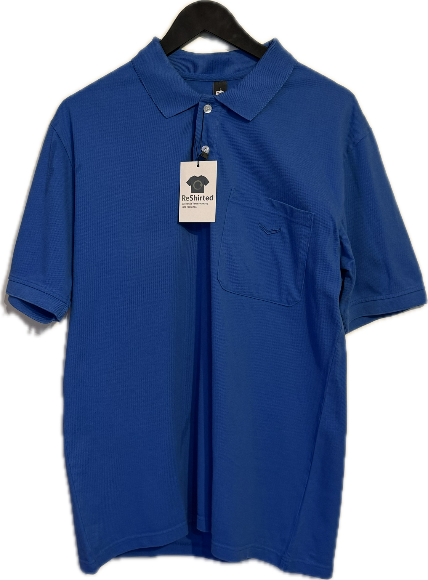 Trigema Poloshirt blau in Größe L Unisex
