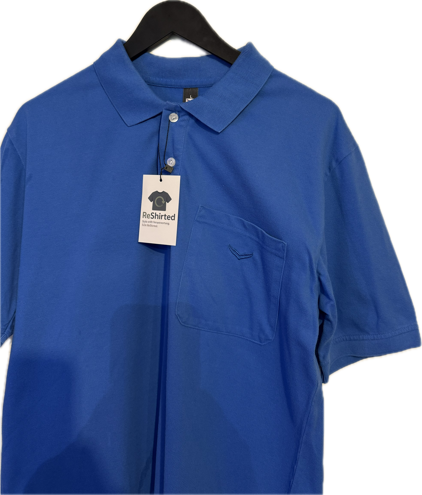 Trigema Poloshirt blau in Größe L Unisex