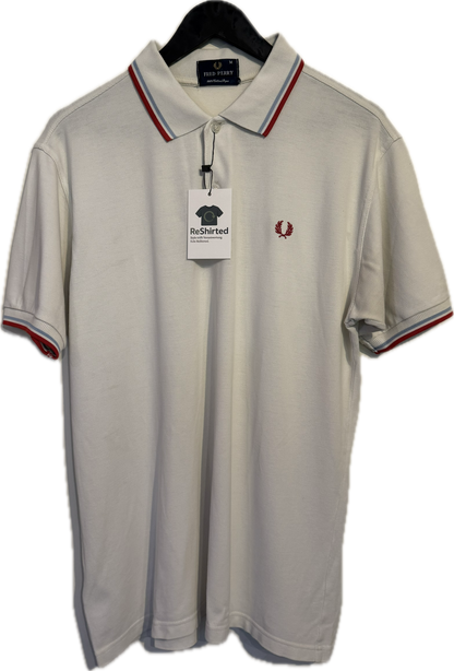 Fred Perry Polo – Weiß | Größe M | Herren Kurzarm | Baumwolle Piqué