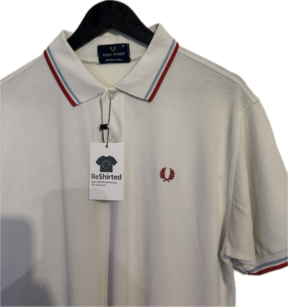 Fred Perry Polo – Weiß | Größe M | Herren Kurzarm | Baumwolle Piqué