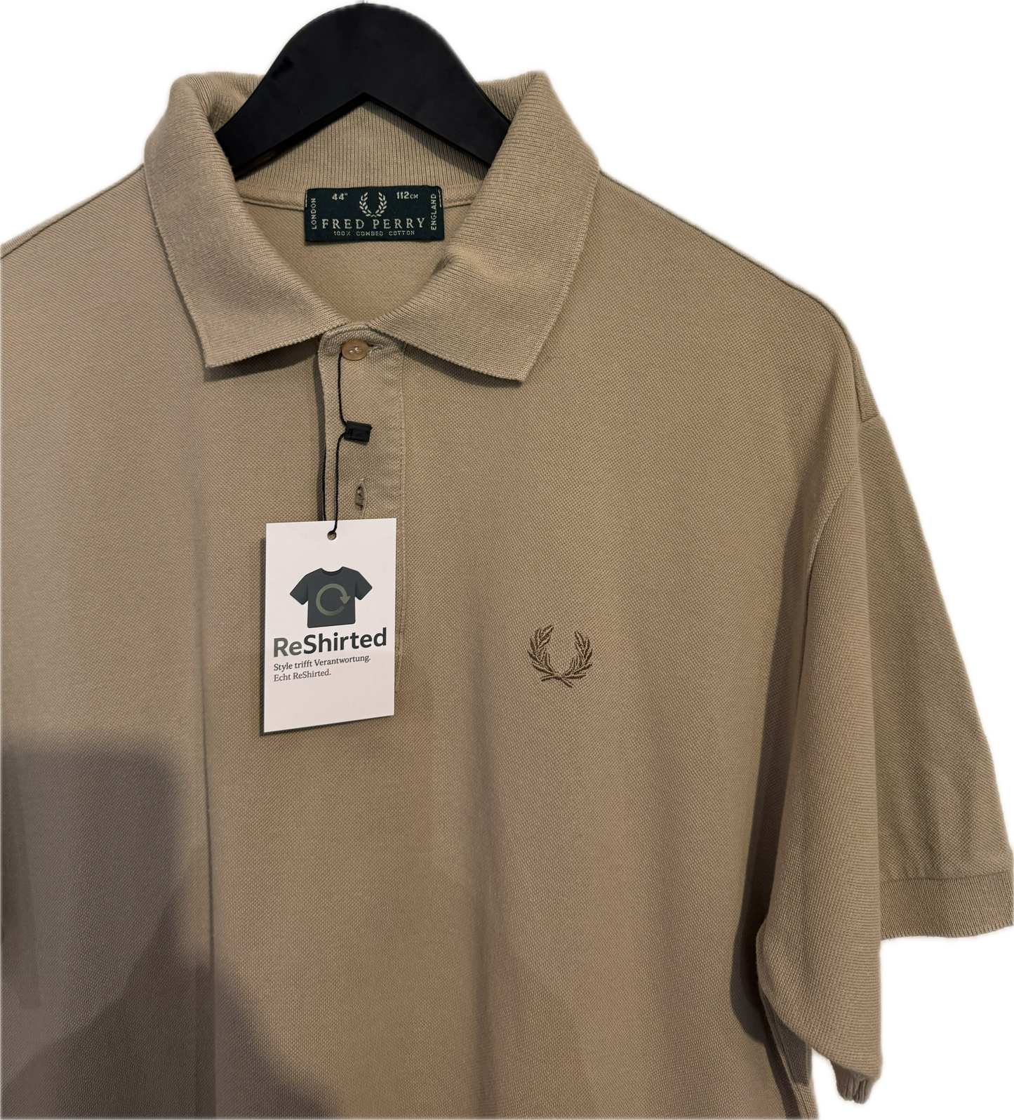 Fred Perry Polohemd – Beige | Größe M | Herren Kurzarm | Baumwolle Piqué
