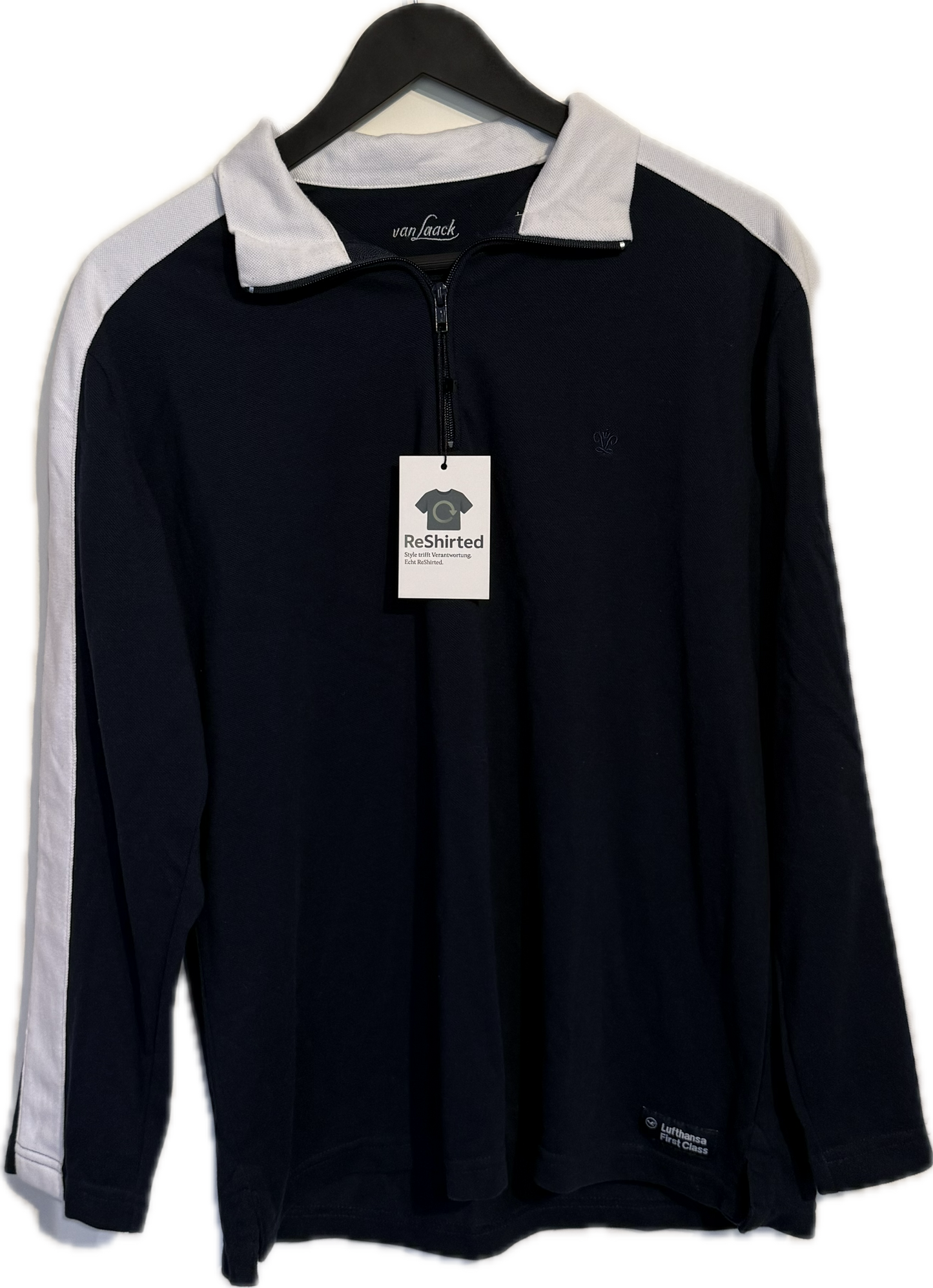 van Laack Longsleeve – Navy/Weiß | Größe M | Unisex | Lufthansa First Class Edition