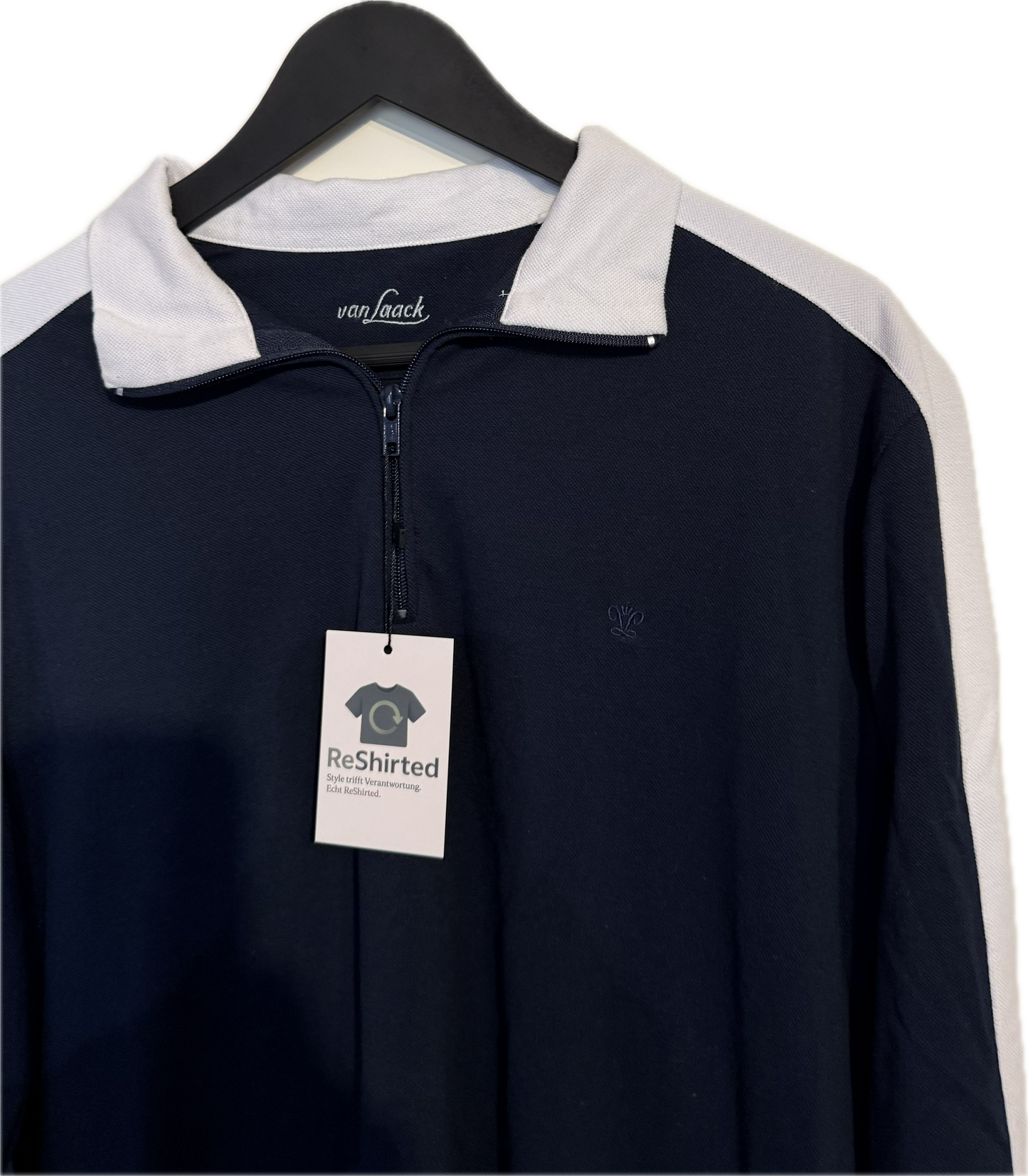 van Laack Longsleeve – Navy/Weiß | Größe M | Unisex | Lufthansa First Class Edition